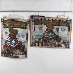 Lot Of 2 Boyds Bears "Proud To Be A BearMerican" Wall Hanging Tapestry & Mat