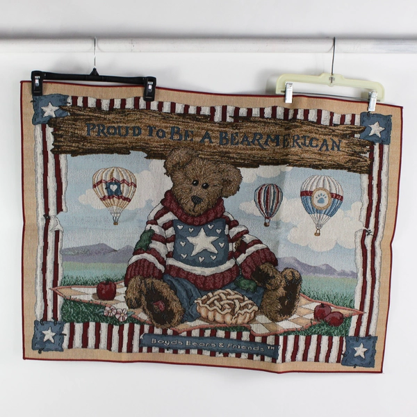 Lot Of 2 Boyds Bears "Proud To Be A BearMerican" Wall Hanging Tapestry & Mat