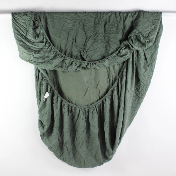 Lot Of 4 Linenwalas Solid Green Color Queen Sized Fitted, Flat, 2 Pillowcases