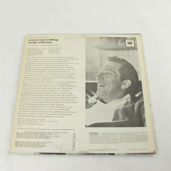 Andy Williams Warm & Willing 1962 Vinyl LP Columbia Records Used