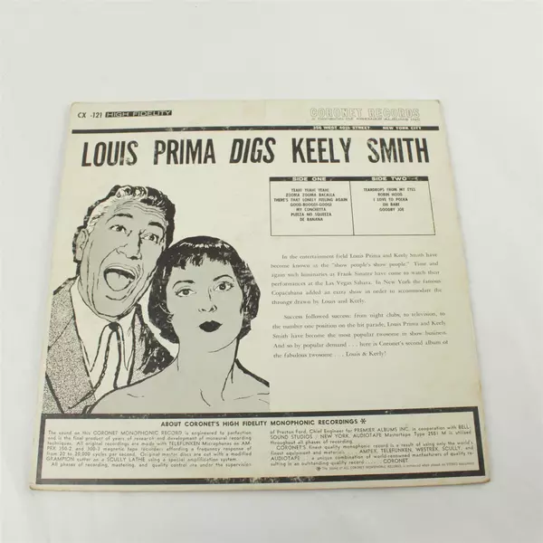 Louis Prima Digs Keely Smith 1961 12" Vinyl LP