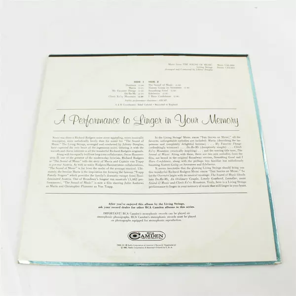 Living Strings The Sound Of Music 1965 RCA Camden Vinyl LP