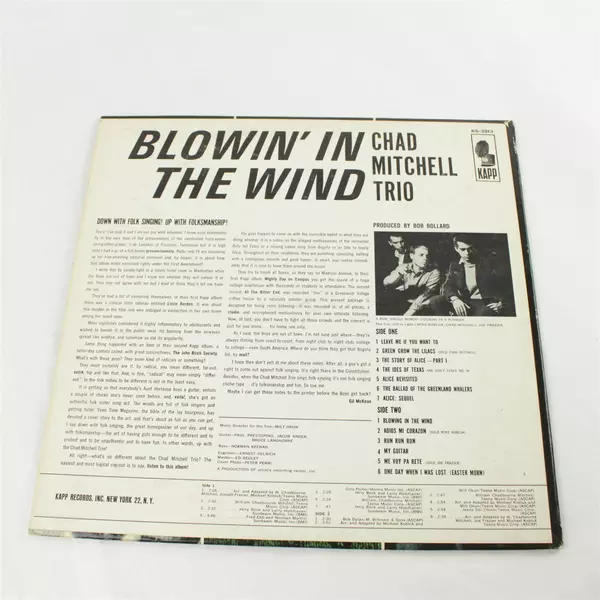 Chad Mitchell Trio Blowin' In The Wind Vinyl LP Record Folk