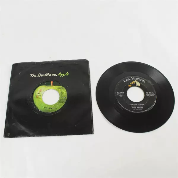 Lot of 2 45 RPM Beatles Let It Be & Elvis Are You Lonesome Tonight