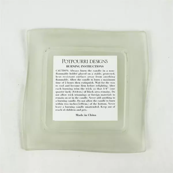 Potpourri Designs Frosted Glass Candle Burning Tray 8in Square