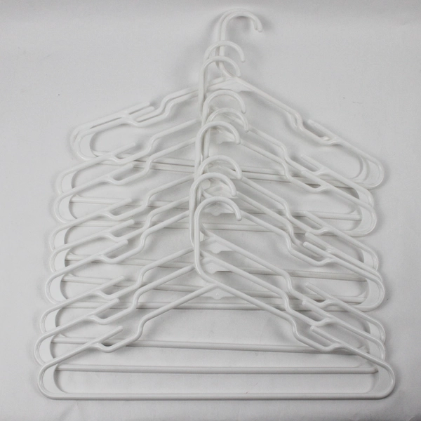 Set of 10 White Plastic Clothes Hangers Closet Storage