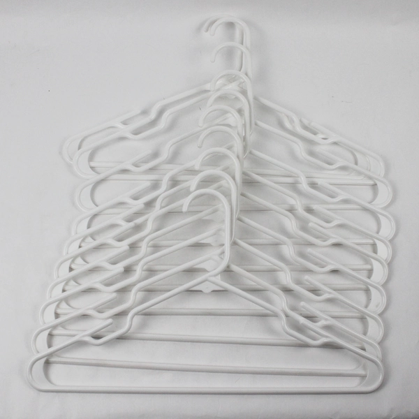 Set of 10 White Plastic Clothes Hangers Closet Storage