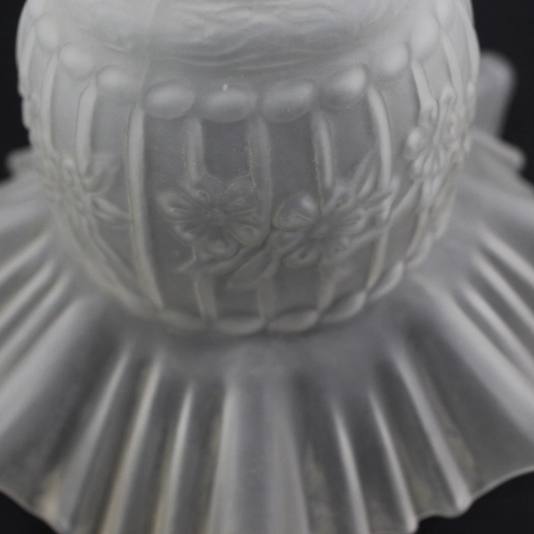 Set of 3 Vintage Frosted Glass Lamp Shades Ruffled-Fluted Floral 6.25x9