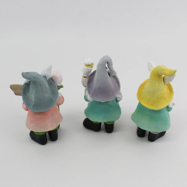 Set Of 3 Resin Easter Bunny Gnomes  5"