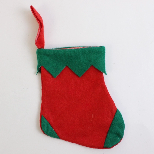 Lot of 3 Red & White Small Christmas Stockings, 2 Vintage Felt, 1 Yarn With "C"