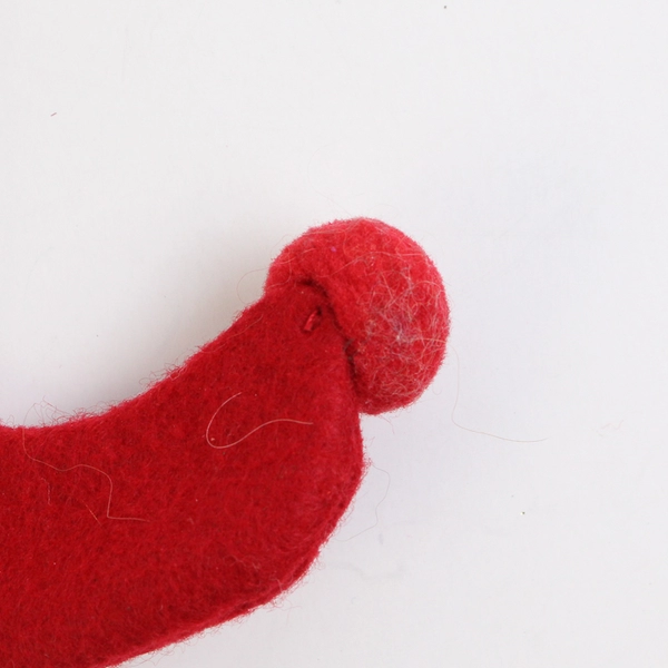 Lot of 3 Red & White Small Christmas Stockings, 2 Vintage Felt, 1 Yarn With "C"