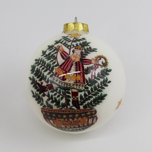2000 Debbie Mumm 12 Days of Christmas Glass Ball Ornament Nine Ladies Dancing 