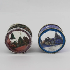 2 Handmade Diorama Christmas Ornaments 3.25"