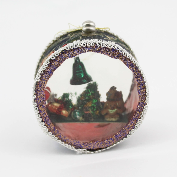 2 Handmade Diorama Christmas Ornaments 3.25"