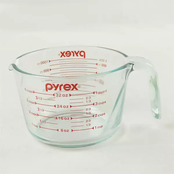Pyrex 4-Cup Glass Measuring Cup - Microwave & Oven Safe, Heat-Resistant