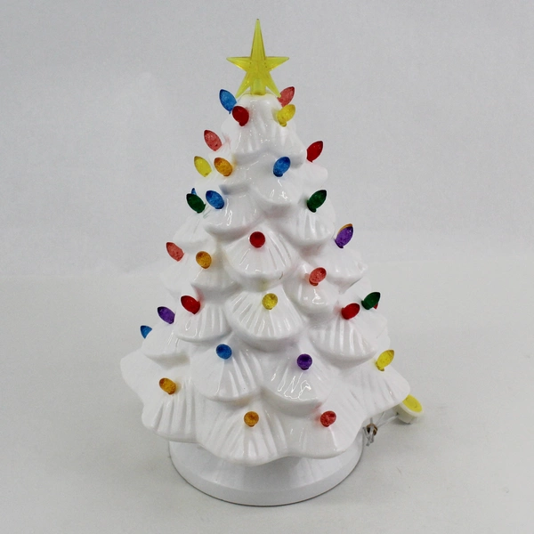  15" White Plastic Battery Operated Light Up Christmas Tree