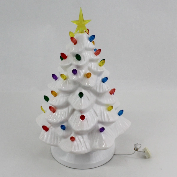  15" White Plastic Battery Operated Light Up Christmas Tree
