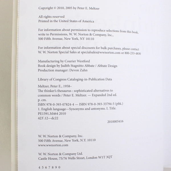 The Thinker's Thesaurus by Peter E Meltzer 2010 PB Expanded 2nd Edition