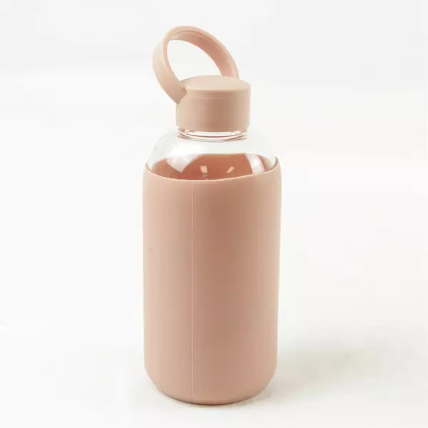 Bonison Jellyn Glass Water Bottle w/ Peach Silicone Sleeve Reusable