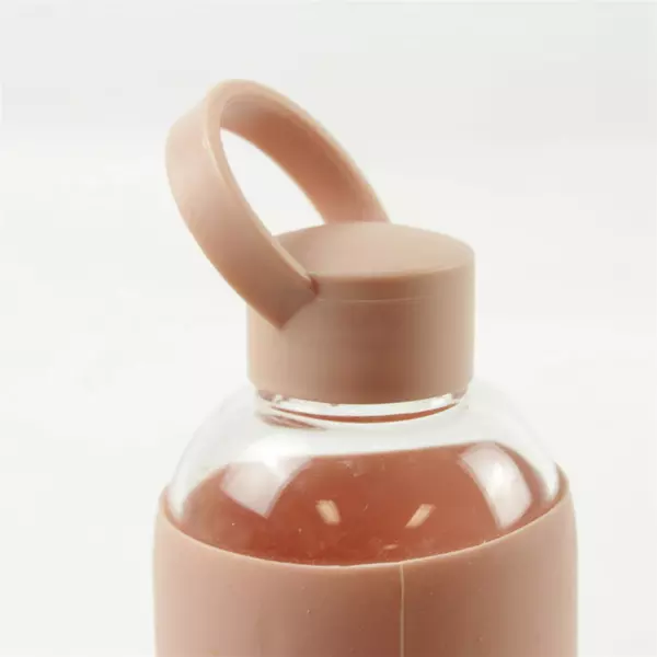 Bonison Jellyn Glass Water Bottle w/ Peach Silicone Sleeve Reusable