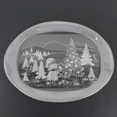 Vtg Mikasa W Germany Christmas Story Large Oval Crystal Canape Tray Server 16.5"