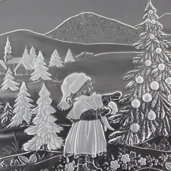 Vtg Mikasa W Germany Christmas Story Large Oval Crystal Canape Tray Server 16.5"