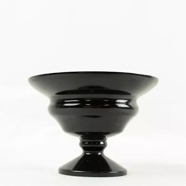 Illiad Black Plastic Compote Bowl Pedestal Vase 7.25 x 5 in
