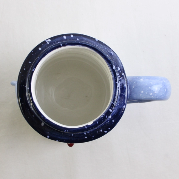 Home Blue/White Snowman Shaped Winter Ceramic Mug With Handle 5.25" Tall