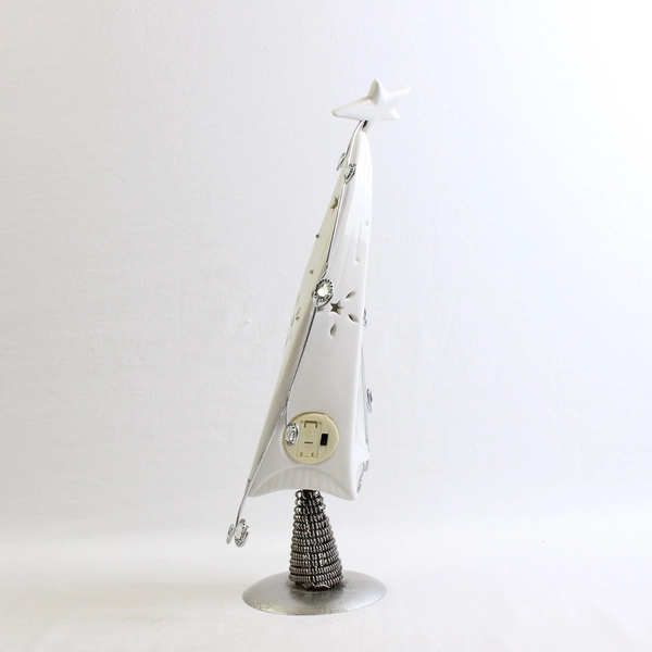 Unbranded Metal/Ceramic Light Up Christmas Tree Home Decor 14.25" Tall