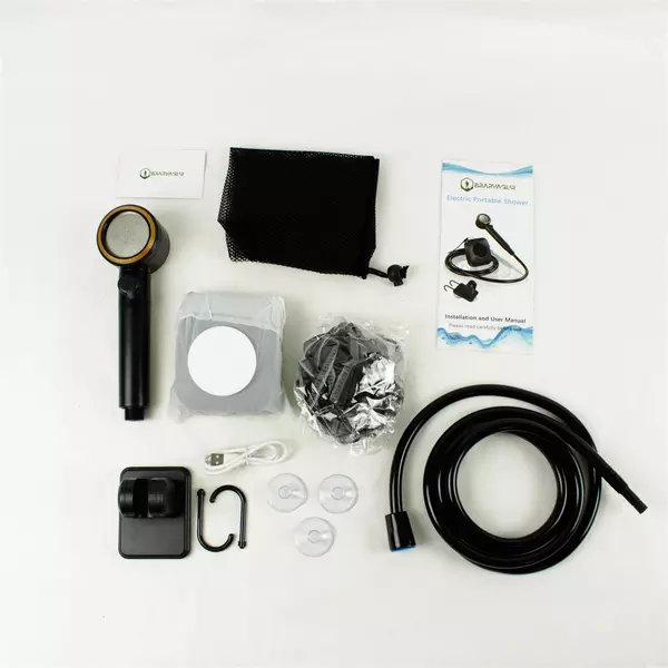 Bravagur Electric Portable Camping Shower Set w/ Pump, Hose & Head