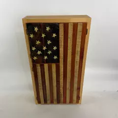 Homemade Wood USA Flag Three Door Cabinet
