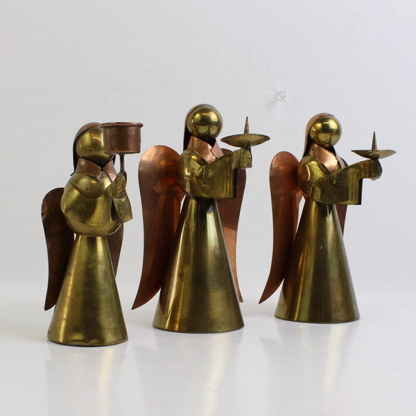 Lot Of 3 Unbranded Matching Metal Angel Shaped Candle Holders