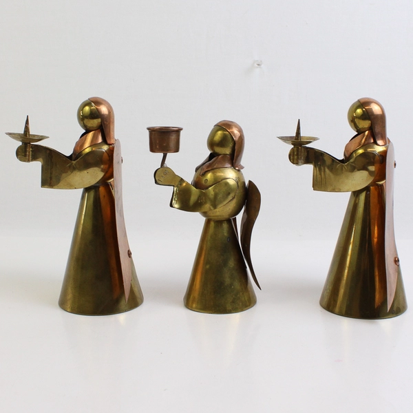 Lot Of 3 Unbranded Matching Metal Angel Shaped Candle Holders