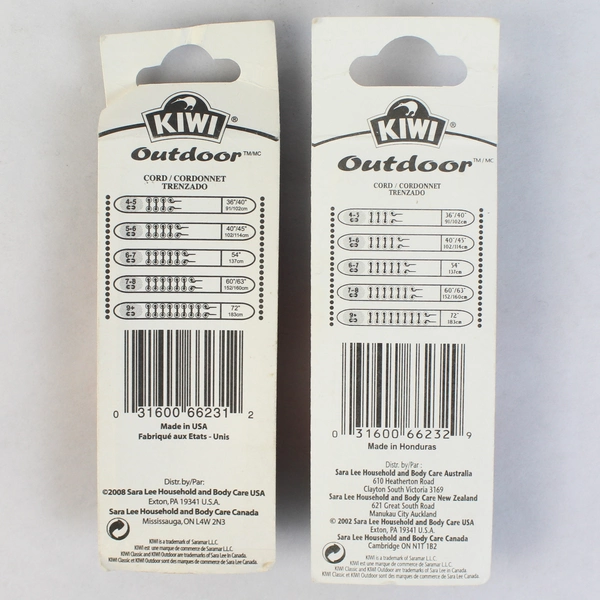 Lot of 2 NIB Kiwi Outdoor 60" Brown Olive and Brown Black Shoelaces 7-8
