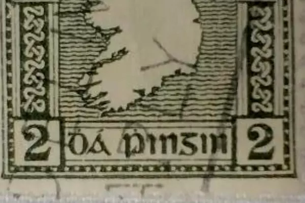 Rare 1930's Irish Stamp Eire 2 Pingin Green and White Stamp Used 