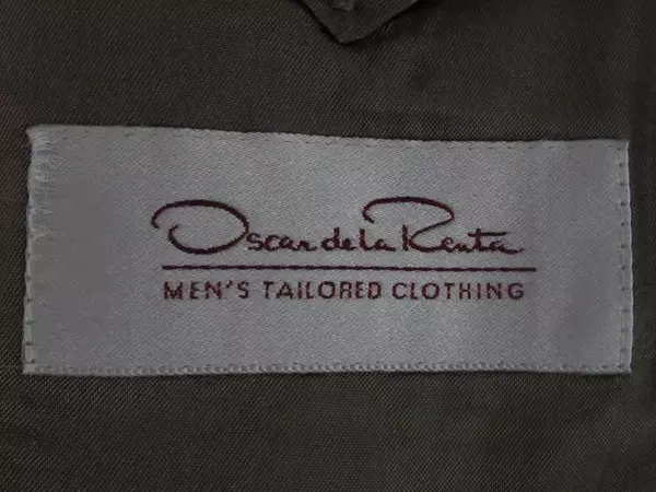 Oscar De La Renta Men's Blazer Jacket 44L Brown Houndstooth Two-Button