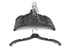 Black Plastic Retail Hangers Lot Of 30 Hook Double Notched Durable Heavy Duty 