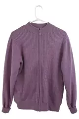 Tres Bien Full Zip Sweater Lavender Michelbook Country Club Women's Size M