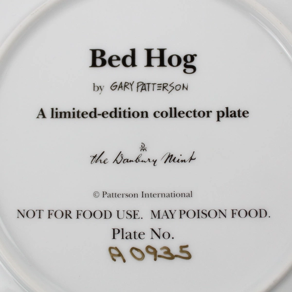 Gary Patterson Bed Hog Limited Edition Collector Plate Danbury Mint Dachshund