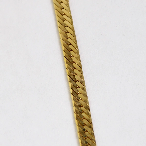 Metal Choker Necklace Gold Colored Herringbone Chain 20.5"