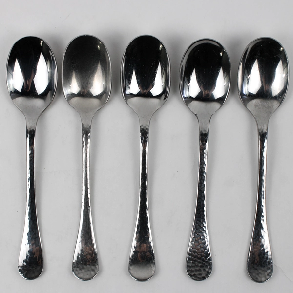 Lot Of 5 Ginkgo Lafayette (Stainless) Flatware Oval Soup Spoons