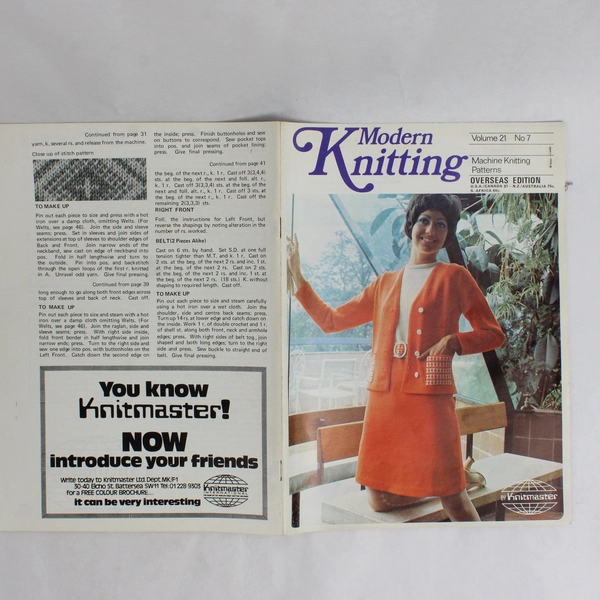 Vintage Modern Knitting Magazine Machine Knitting July 1971 With Tension Chart