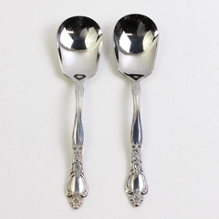 A Lot of 2 Miracle Maid MMA2 Pattern Sugar Spoons Stainless Steel 6 Inches