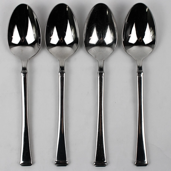 Lot of 4 Mikasa Stanton Pattern 18/8 Stainless Oval-Shaped Soup Spoons 8" Good