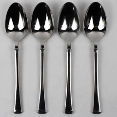 Lot of 4 Mikasa Stanton Pattern 18/8 Stainless Oval-Shaped Soup Spoons 8" Good