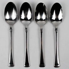 Lot of 4 Mikasa Stanton Pattern 18/10 SS Oval Soup Spoons Concave Handle 7.75"