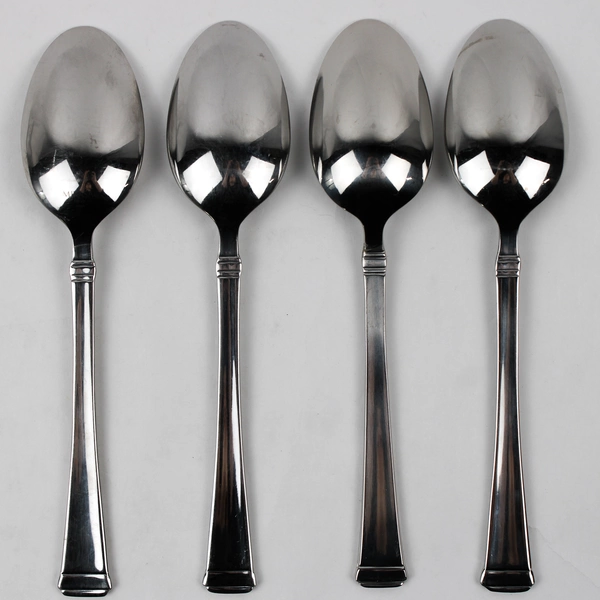 Lot of 4 Mikasa Stanton Pattern 18/10 SS Oval Soup Spoons Concave Handle 7.75"