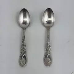 2 Vintage Wm Rogers & Son AA Mary Fuller Silver Plate Teaspoons 5.75"
