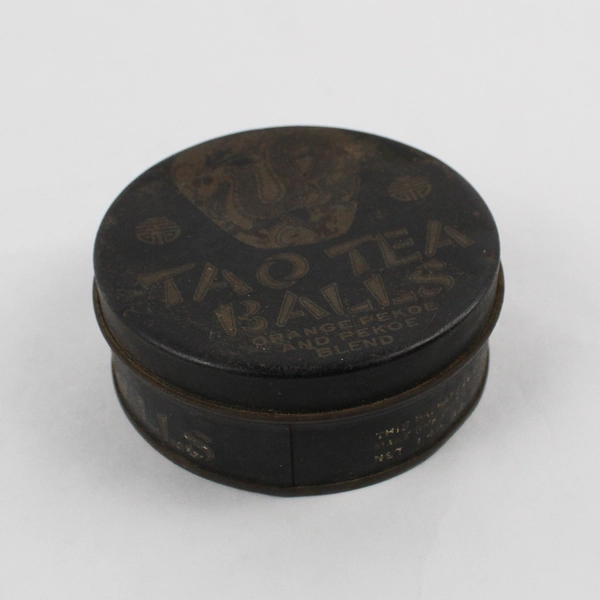 Vintage Tao Tea Balls Round Empty Tin 3-3/4"