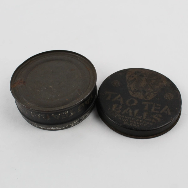 Vintage Tao Tea Balls Round Empty Tin 3-3/4"